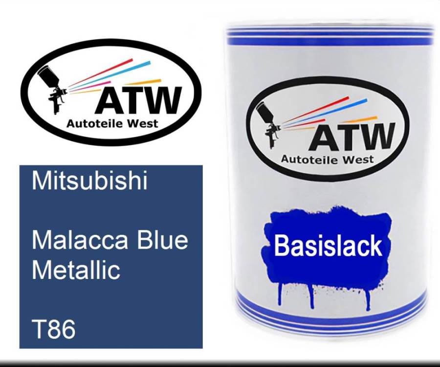 Mitsubishi, Malacca Blue Metallic, T86: 500ml Lackdose, von ATW Autoteile West.